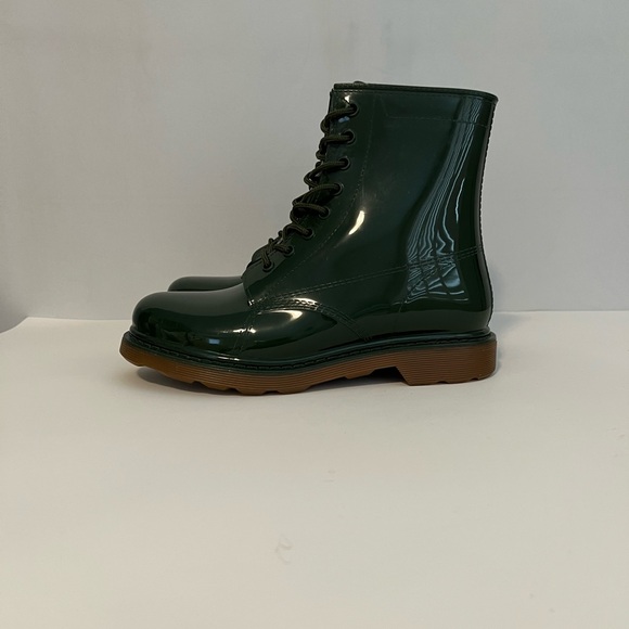 Design Lab Lace-up 8-hole Rubber Boots Green Size 6 - Picture 7 of 12